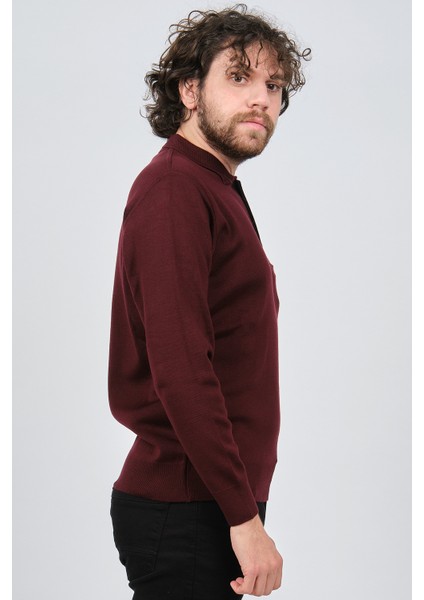 Erkek Cep Detaylı Polo Yaka Kazak 42544241 Bordo fırsatları