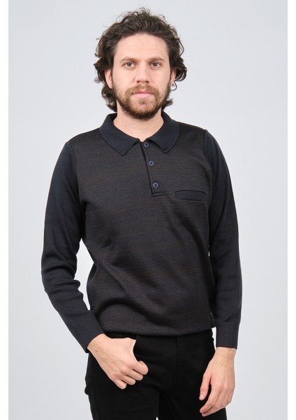 Erkek Cep Detaylı Polo Yaka Kazak 42544225 Lacivert