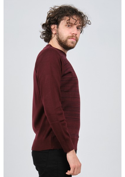 Erkek Bisiklet Yaka Desenli Kazak 42554225 Bordo fırsatları