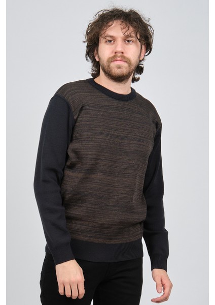 Erkek Bisiklet Yaka Desenli Kazak 60862013 Lacivert