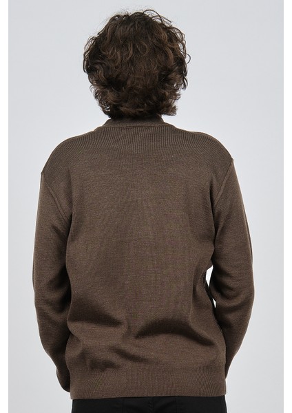 Erkek Yarım Balıkçı Yaka Desenli Kazak 60872013 Kahverengi indirimleri