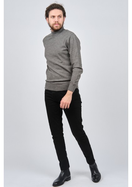 Erkek Yarım Balıkçı Yaka Düz Kazak 42564252 Gri fiyatları