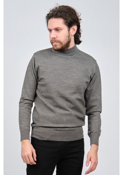 Erkek Yarım Balıkçı Yaka Düz Kazak 42564252 Gri modelleri