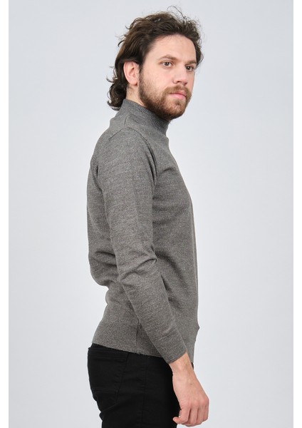 Erkek Yarım Balıkçı Yaka Düz Kazak 42564252 Gri fırsatları