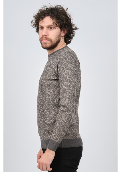 Erkek Bisiklet Yaka Slim Fit Desenli Kazak 42554255 Gri fırsatları