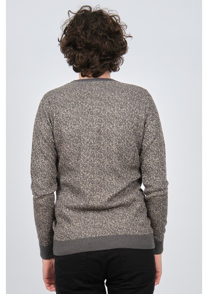 Erkek Bisiklet Yaka Slim Fit Desenli Kazak 42554255 Gri indirimleri