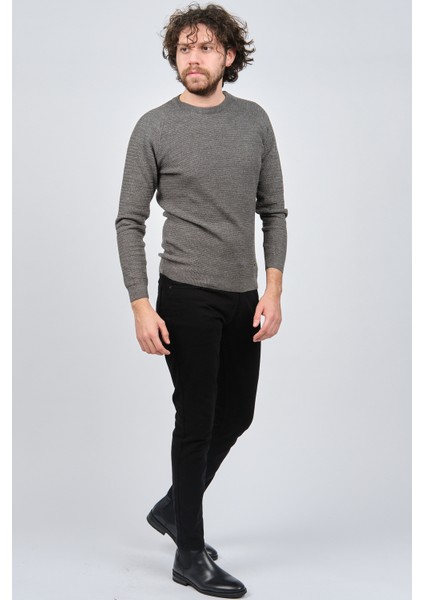 Erkek Bisiklet Yaka Slim Fit Kazak 42554259 Gri