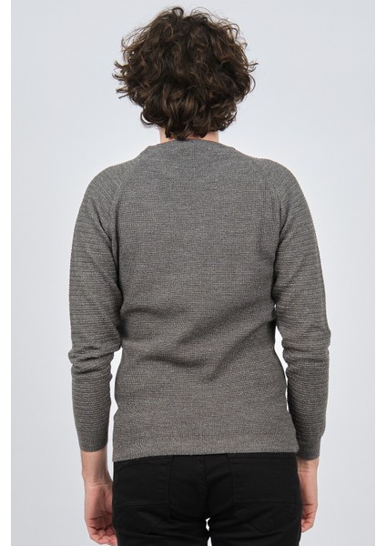 Erkek Bisiklet Yaka Slim Fit Kazak 42554259 Gri