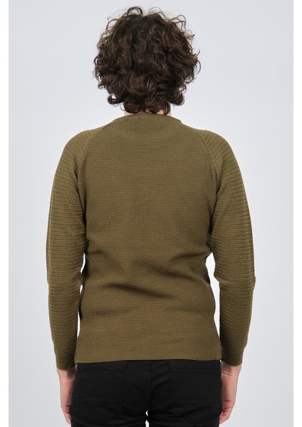 Erkek Bisiklet Yaka Slim Fit Kazak 42554259 Haki indirimleri