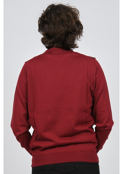 Erkek Bisiklet Yaka Desenli Yün Kazak 4537043 Bordo indirimleri