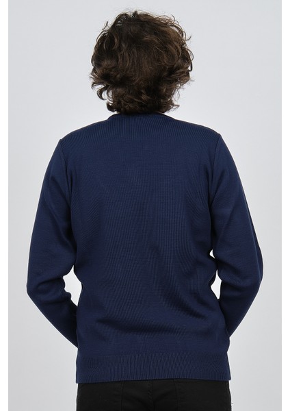 Erkek Bisiklet Yaka Desenli Yün Kazak 4539093 Lacivert indirimleri