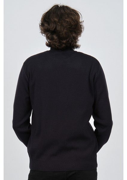 Erkek Yarım Balıkçı Desenli Yün Kazak 60912086 Lacivert indirimleri