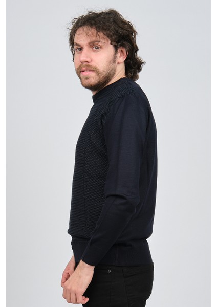 Erkek Bisiklet Yaka Desenli Yün Kazak 4537063 Laci-Yeşil fırsatları