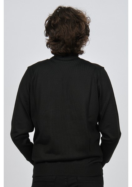 Erkek Yarım Balıkçı Baklava Desenli Yün Kazak 4537220 Siyah indirimleri