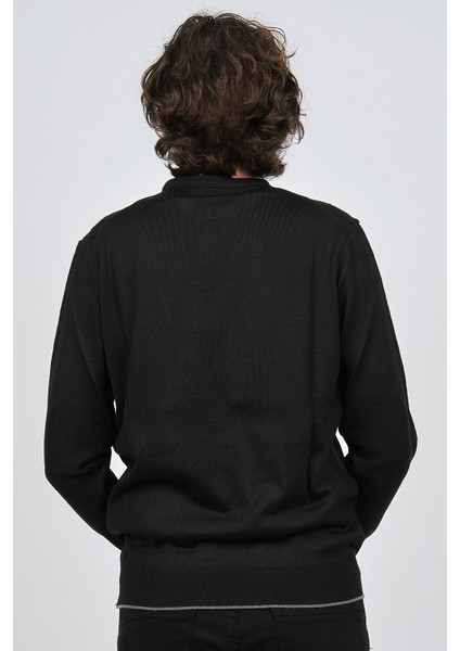 Erkek Bisiklet Yaka Baklava Desenli Yün Kazak 4537073 Siyah indirimleri