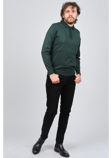 Erkek Polo Yaka Yün Kazak 4538004 Yeşil fiyatları