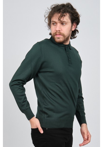 Erkek Polo Yaka Yün Kazak 4538004 Yeşil modelleri
