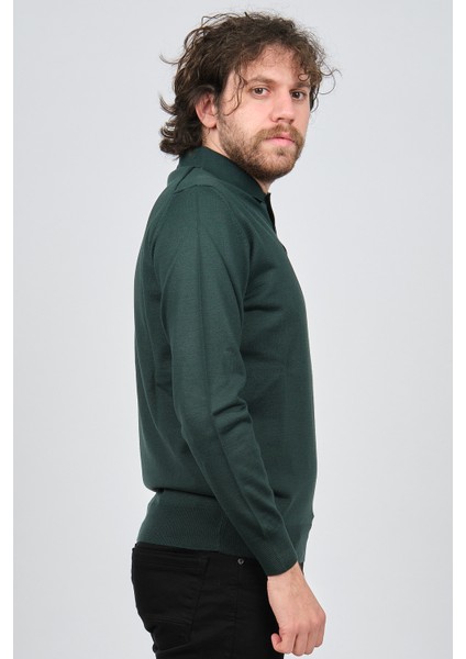 Erkek Polo Yaka Yün Kazak 4538004 Yeşil fırsatları
