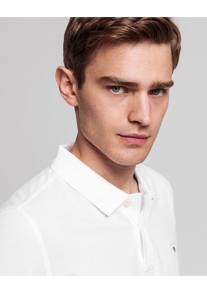 Erkek Beyaz Slim Fit Pique Polo 2202.110 fırsatları
