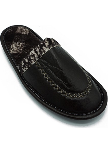 Erkek Ev Terliği-Misafir Terliği- Deri Görünümlü Siyah fiyatları