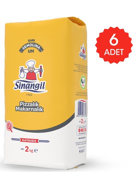 Sarı Semolina Un 2 kg x 6'lı