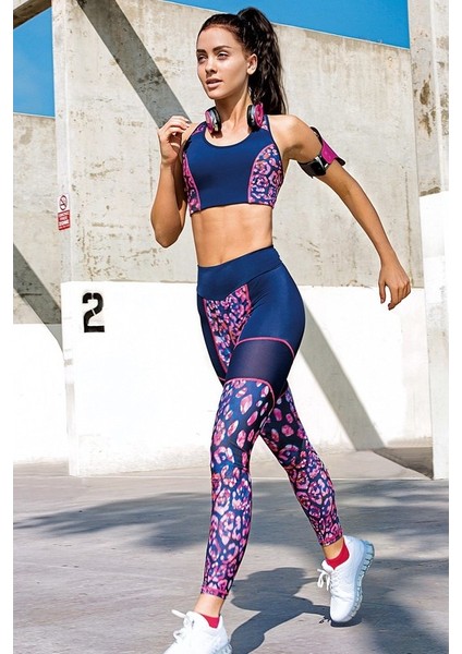 Yeni Inci Lacivert (Yoga-Fitness-Pilates-Koşu) Sporcu Tayt Alt Üst Takım