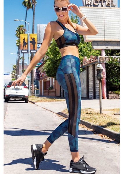 Yeni Inci Mavi (Yoga-Fitness-Pilates-Koşu) Sporcu Tayt Alt Üst Takım
