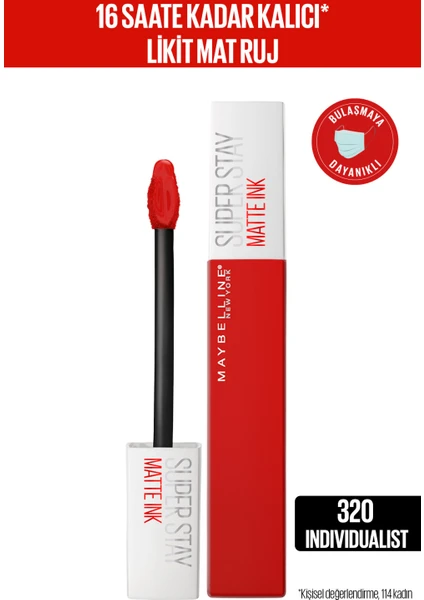 Maybelline New York Super Stay Matte Ink Likit Mat Ruj - 320 Individualist- Kırmızı