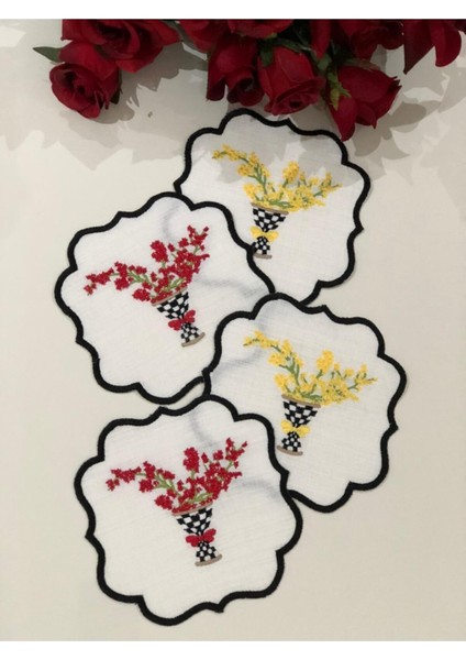 Damalı Vazo 6'lı Kokteyl Peçetesi