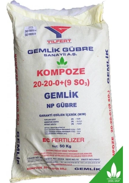 Cegel Ziraat Gemlik 20 20 0 Kompoze Gübre 20 kg Ücretsiz Kargo