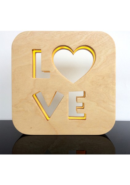 Love Masa & Gece Lambası - Dekoratif Ahşap LED Aydınlatma