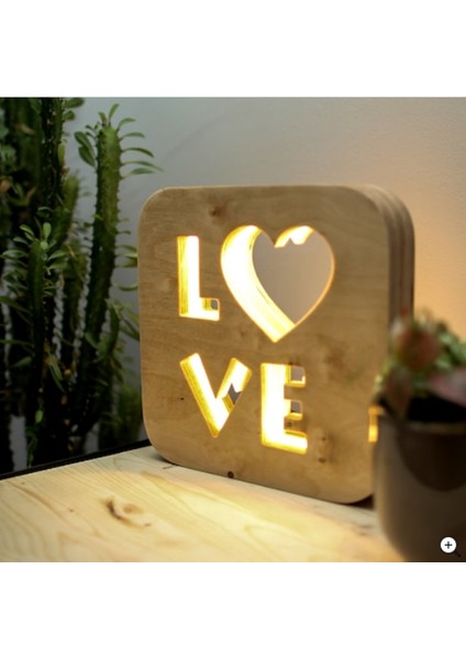 Love Masa & Gece Lambası - Dekoratif Ahşap LED Aydınlatma