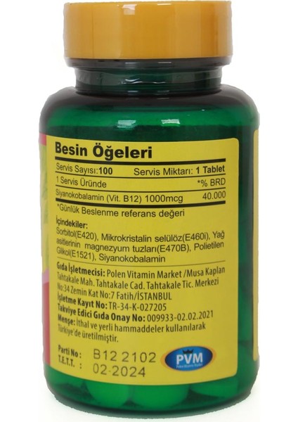 Vitamin B12 100 Tablet fiyatları