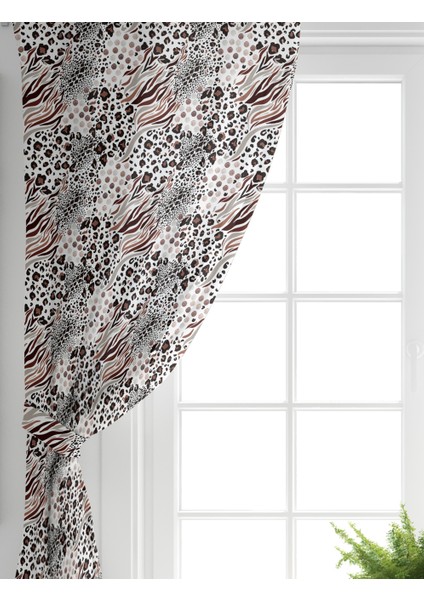 Tek Kanat Leopar Baskılı Ikat Desenli Modern Dijital Baskılı Fon Perde fiyatları
