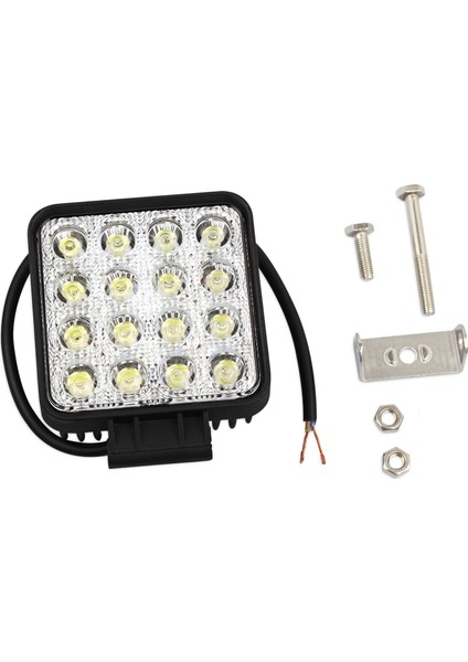 LED Kare Off Road Iş Makinesi Kamyon Traktör Projektör Çalışma ve Sis Lambası 16 LED 48 W