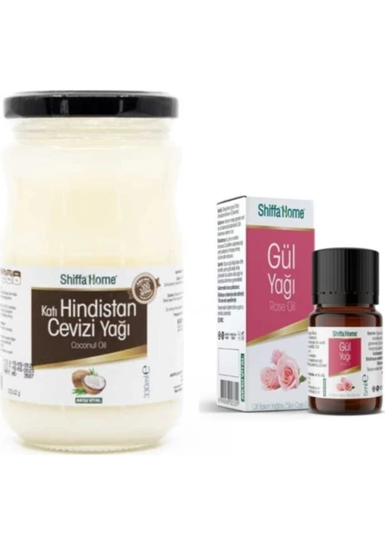 Shiffa Home Katı Hindistan Cevizi Yağı 330 ml + Gül Yağı 5 Ml.