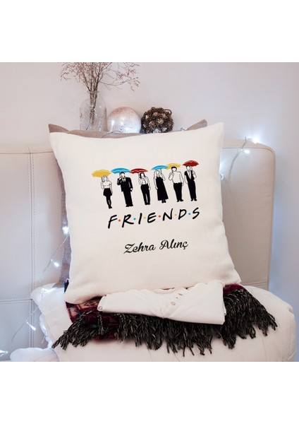 Kişiye Özel Hediye Isimli Friends Baskılı Yastık Kılıfı 2100