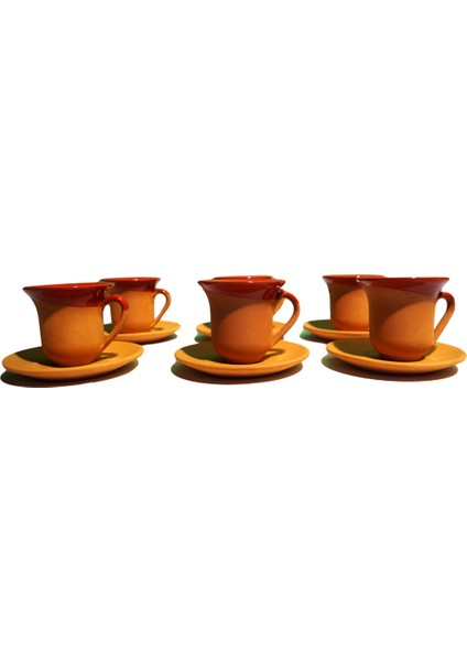 Kırmızı Renkli Toprak Fincan Takımı 6’lı Set fiyatları