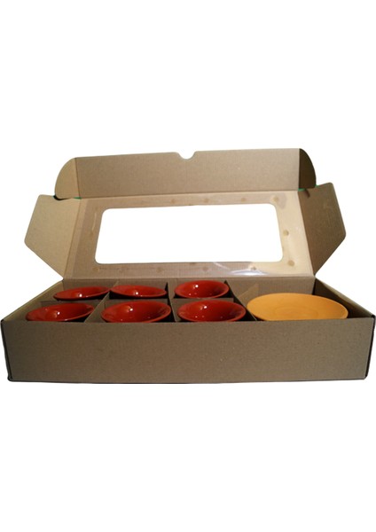 Kırmızı Renkli Toprak Fincan Takımı 6’lı Set indirimleri