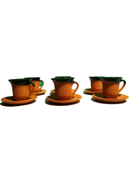 Yeşil Renkli Toprak Fincan Takımı 6’lı Set