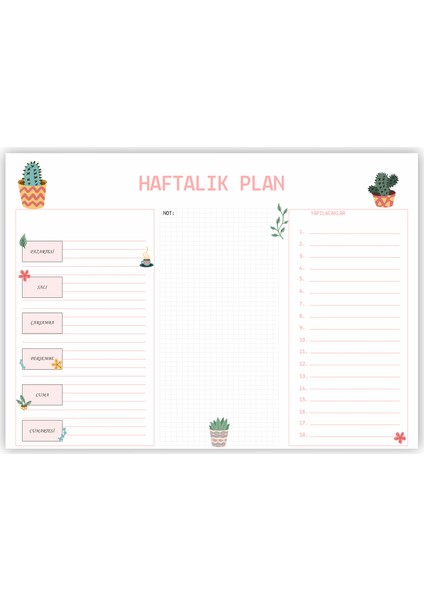 Haftalık Planlatıcı Defter 62 Sayfa