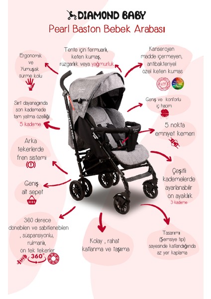 Baby Pearl Baston Bebek Arabası fırsatları