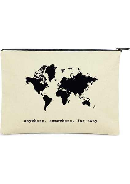 Çınar Bez Çanta Clutch Anywhere Somewhere Kanvas Makyaj Çantası