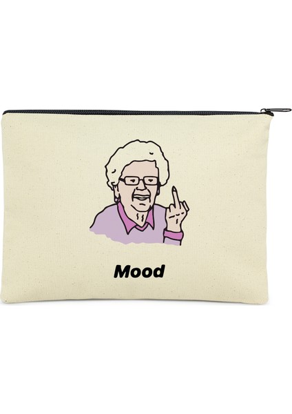 Clutch Büyükanne Mood Kanvas Makyaj Çantası