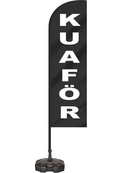 Kuaför Yelken Plaj Bayrağı Takımı Siyah Zeminli