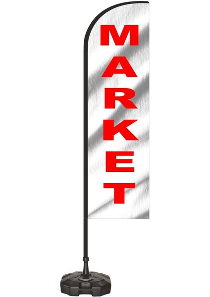 Market Yelken Plaj Bayrağı Takımı Beyaz Zeminli
