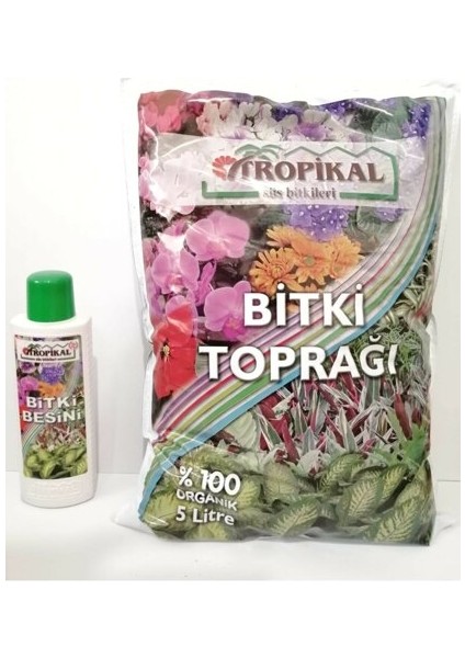 Tropikal Bitki Toprağı 5 lt ve Bitki Besini 225 ml Set