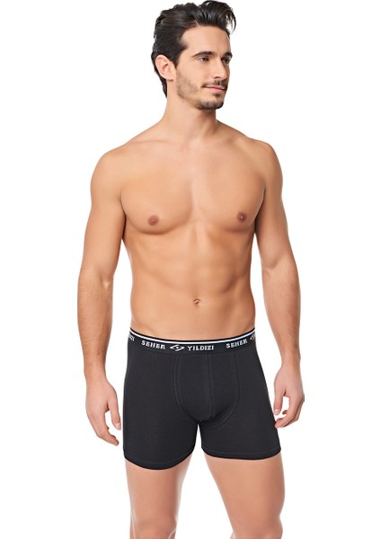 3 Adet Seher Yıldızı Siyah Renk Elastan Boxer