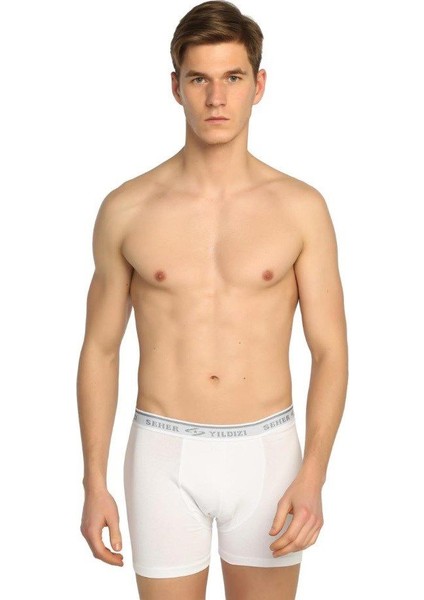 6 Adet Seher Yıldızı Beyaz Renk Elastan Boxer
