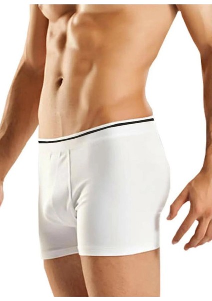 12 Adet Beyaz Renk Likralı Boxer